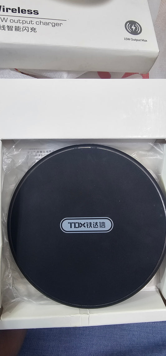 TDX 15W WIRELESS CHARGER | SUPPORTS ANDROID AND IPHONE | UPTO 15W OUTPUT | DURABLE AND LONG LASTING | ADJUSTABLE POWER OUTPUT |