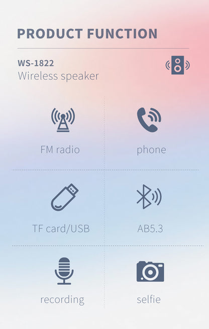 WSTER Ws-1822 Bluetooth Portable speaker | Sleek design | long battery life | amazing speaker with Mic |