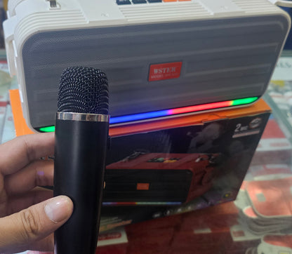 WSTER WS-950 Speaker system with 2 wireless Mics | KAROAKE setup | beatbox design with fun features built-in | Reliable build quality and long lasting battery