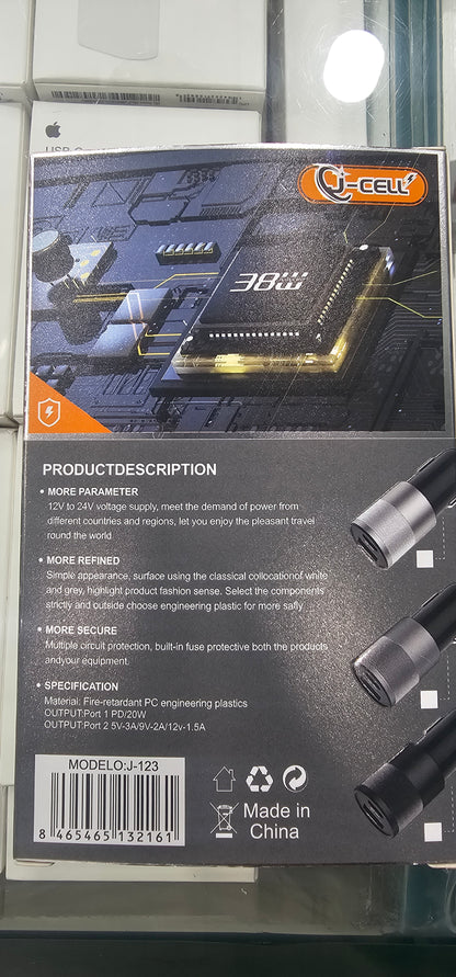 E-cell Car charger | travel charger | Type C to C | and Type A USB port | reliable and authentic product | 20w USB Type C port, and QC 3.0 USB type A supports both Apple and android fast charges