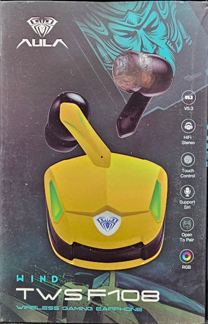 AULA Gaming earbuds | TWS F-108 Specifically made for gaming | Amazing headset with RGB with exceptional design language | Made for gaming | Long battery life with economical pricing