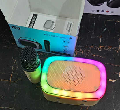 K88 Portable Karaoke Speaker with LED Lights, Wireless Microphone, 40W Output, 8-Hour Battery Life, Bluetooth 5.0