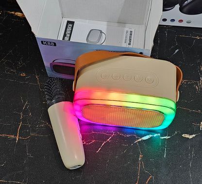 K88 Portable Karaoke Speaker with LED Lights, Wireless Microphone, 40W Output, 8-Hour Battery Life, Bluetooth 5.0