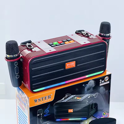 WSTER WS-950 Speaker system with 2 wireless Mics | KAROAKE setup | beatbox design with fun features built-in | Reliable build quality and long lasting battery
