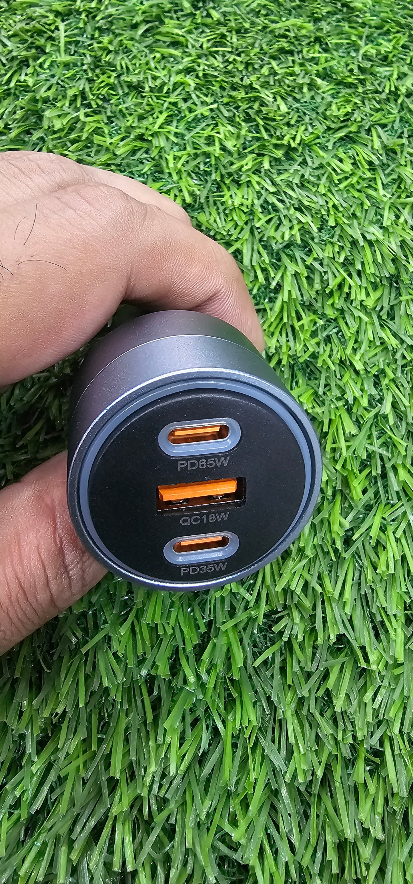 Elite Edge 3-port car charger | 65w Type C PD , 35w Type c PD and a 18w Type A QC output ports | supreme build quality | superfast charging on the go for most of devices | must carry accessory for car