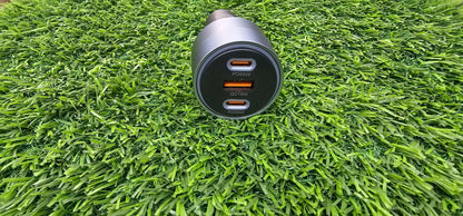 Elite Edge 3-port car charger | 65w Type C PD , 35w Type c PD and a 18w Type A QC output ports | supreme build quality | superfast charging on the go for most of devices | must carry accessory for car