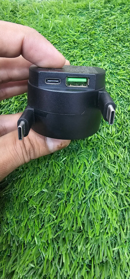 Elite edge Most Premium 4-port car charger | Alpha of car chargers | 2 retractable type c cables with about 4ft length | 2 ports , 1 type C, 1 type A | 100W output | one of kind charger to have in the car