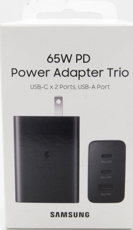 Samsung 65W 3-Port Super Fast Charging Wall Charger, GaN Adapter for Samsung Galaxy S24 Ultra/S24/S24+/S23 Ultra/S23/S23+/S22/S22 Ultra/S22+/S21 Ultra/S20 Ultra/Note 20/Z Fold 3/ laptops