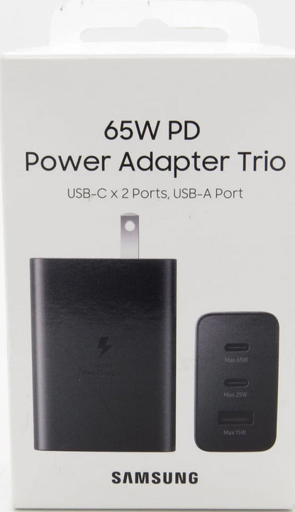 Samsung 65W 3-Port Super Fast Charging Wall Charger, GaN Adapter for Samsung Galaxy S24 Ultra/S24/S24+/S23 Ultra/S23/S23+/S22/S22 Ultra/S22+/S21 Ultra/S20 Ultra/Note 20/Z Fold 3/ laptops